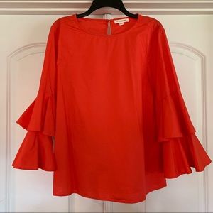 Red flare sleeve top